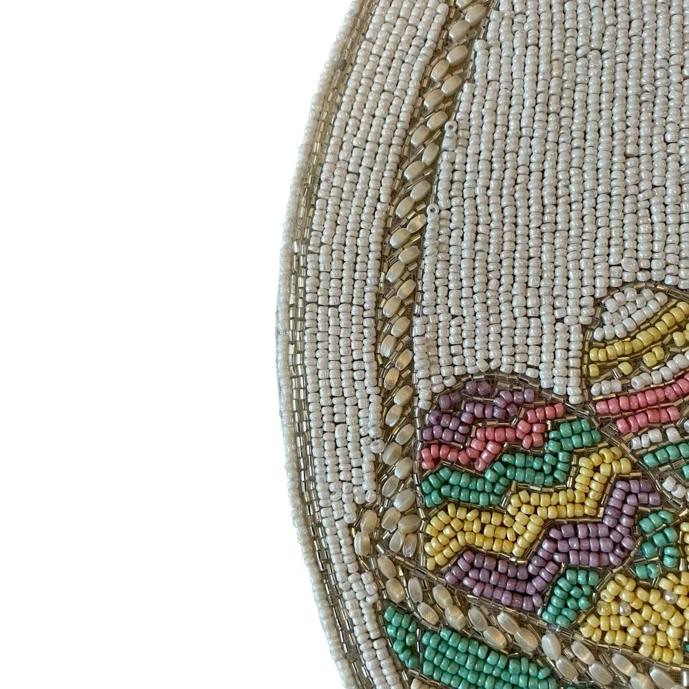 Tahari Home Easter Egg Basket Beaded Placemats 15in Spring Pastel Set of 2 New